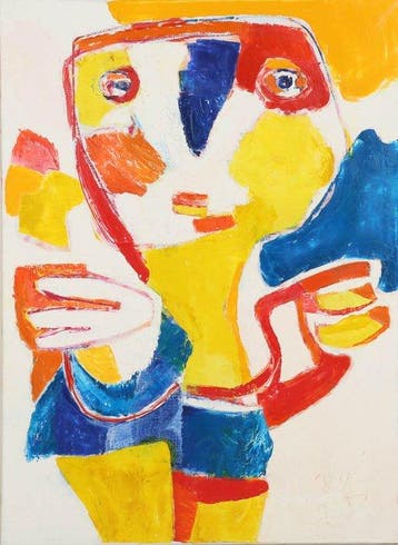 Broer Dobbelsteen (1936 – 2019) - Figuur Geel - Blauw - Rood