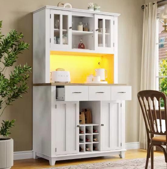 Hoge Keukenkast met LED, Wijnrek & Opbergruimte – 179 cm, Huis en Inrichting, Keuken | Keukenelementen, Nieuw, Verzenden