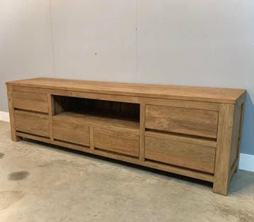 Modern tv-meubel van gerecycled teakhout -  280 cm, Ophalen of Verzenden, Nieuw, Teakhout
