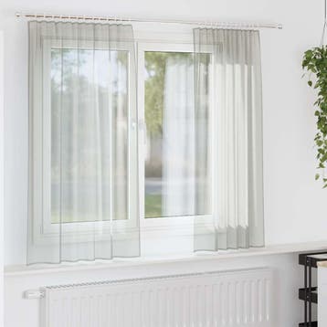 vidaXL Gordijnen voile met roedezakken 2 st lichtgrijs, Huis en Inrichting, Stoffering | Gordijnen en Lamellen, Verzenden, Nieuw