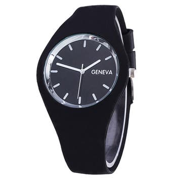 Fako - Horloge - Geneva - Siliconen Ultra - Zwart, Verzenden, Nieuw