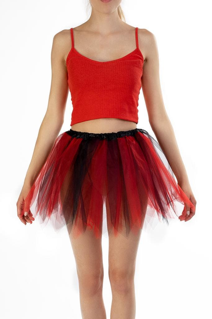 KIMU® Tutu Zwart Rood Tule Rokje XS S 140 146 152 158 164 Ro, Kleding | Dames, Carnavalskleding en Feestkleding, Nieuw, Maat 34 (XS) of kleiner