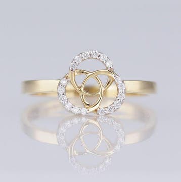 Ring - 18 karaat Geel goud - 0.08ct. tw. Diamant, Nieuw