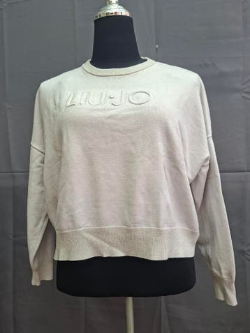 Liu Jo sweater ecru met strass logo, Kleding | Dames, Truien en Vesten, Liu Jo, Zo goed als nieuw, Maat 38/40 (M), Overige kleuren