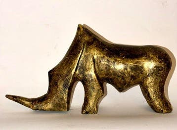 Abdoulaye Derme - Figuur - Brons, Stilgestileerde neushoorn,