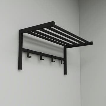 [en.casa] Wandkapstok Tolga met plank 32,5x69x34 cm zwart, Verzenden, Nieuw