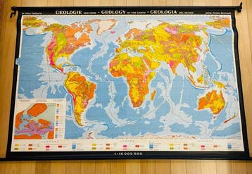 Justus Perthes - Grote vintage geologische wereldkaart /, Nieuw