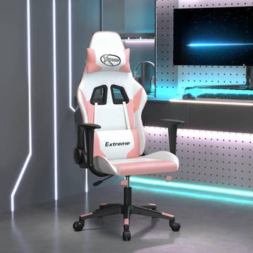 vidaXL Gamestoel kunstleer wit en roze, Verzenden, Nieuw, Roze