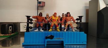 Hasbro - Action figure WWF Ring Playset con 10 figure -