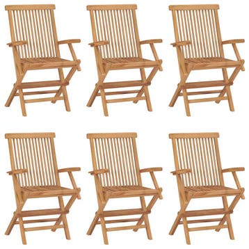 vidaXL Tuinstoelen 6 st inklapbaar massief teakhout, Tuin en Terras, Tuinstoelen, Verzenden, Nieuw, Teakhout