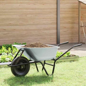 vidaXL Kruiwagen Zilver en Zwart 80 L 120 kg Gegalvaniseerd, Verzenden, Nieuw
