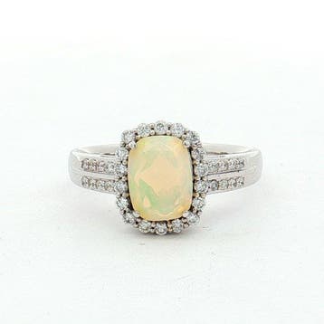 Ring - 14 karaat Witgoud - 0.94ct. tw. Opaal - Diamant -, Nieuw