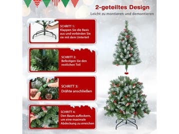 COSTWAY Kunstkerstboom 150 cm - Verlicht met 200 LED lampen, Verzenden, Nieuw