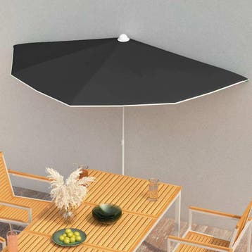 vidaXL Parasol half met paal 180x90 cm zwart, Tuin en Terras, Parasols, Verzenden, Nieuw, 1 tot 2 meter