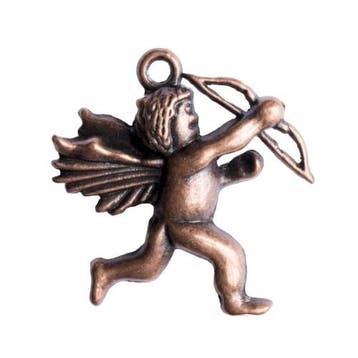 6 x metalen bedel engel cupido roodkoper kleur 25 x 25mm..., Ophalen of Verzenden, Nieuw, Kraal