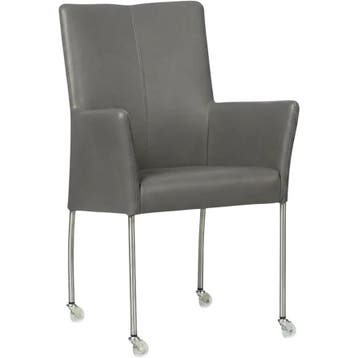 Leren eetkamerstoel Comfort met wieltjes en armleuning -, Huis en Inrichting, Stoelen, Nieuw, Leer, Ophalen of Verzenden, Eén
