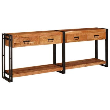 vidaXL Wandtafels 2 st Bruin 200 x 33 x 75 cm Massief, Verzenden, Nieuw, Rechthoekig, Overige houtsoorten