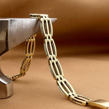 Gouden tankschakel armband | 19 cm (Schakelarmband), Ophalen of Verzenden, Gebruikt, Goud, Goud