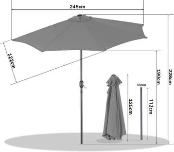 2dekans | Angel Living Balkonparasol - Halfrond - 245 x 120, Ophalen of Verzenden, Zo goed als nieuw