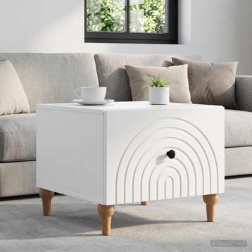 vidaXL Salontafel met lade Wit 49 x 50 x 40 cm Bewerkt hout, Huis en Inrichting, Verzenden, Nieuw, Overige houtsoorten, 50 tot 100 cm