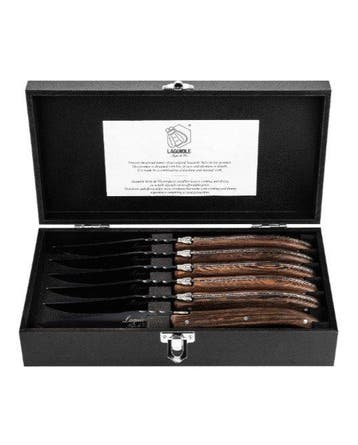 Laguiole - 6x Luxury Steak Knives - Wengé Wood - style de -