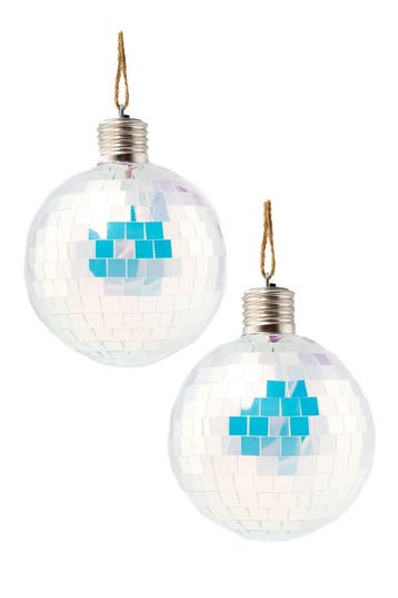 KIMU® 2x Discobal Ø 10 cm LED Iridescent Zilver  Discobol Kl, Ophalen of Verzenden, Nieuw, Feestartikel, Carnaval