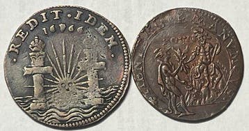 Spaans-Nederland Lot de 2 jetons – 1607 & 1666 (Zonder, Postzegels en Munten