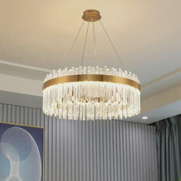 Moderne Kristallen Plafond Hanglamp Goud - Luxe Verlichting, Verzenden, Nieuw