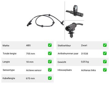 ABS-sensor Nissan Cube 1.5 dCi (Z12) Van 2010-03 tot  - ABS-, Auto-onderdelen, Verzenden, Nieuw, Nissan