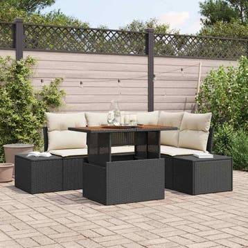 vidaXL Tuin Sofa Set met opslag 5 pcs Zwart Poly riet, Verzenden, Nieuw, Rotan, 5 zitplaatsen