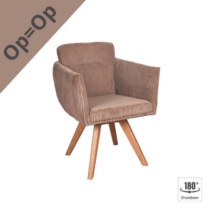 Actie! Eetkamerstoel Amstel | Draaibaar | Hout/metalen poot, Huis en Inrichting, Stoelen, Eén, Overige kleuren, Nieuw, Hout, Stof