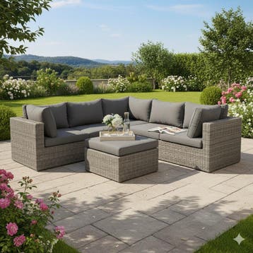 Rio hoek loungeset 7-delig antraciet, Tuin en Terras, Tuinsets en Loungesets, Ophalen of Verzenden, Nieuw, Wicker