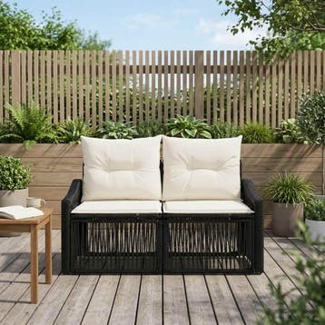 vidaXL Tuinbank 2-Aantal zitplaatsen Zwart poly rattan, Verzenden, Nieuw, Rotan