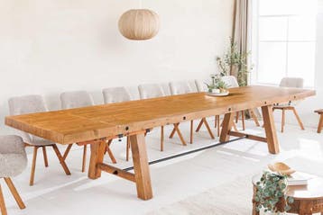 Massieve eettafel FINCA 300-400cm vintage bruin, Ophalen of Verzenden, Nieuw