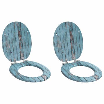 vidaXL Toiletzitting 2 pcs Blauw 44 x 38 cm Bewerkt hout, Verzenden, Nieuw