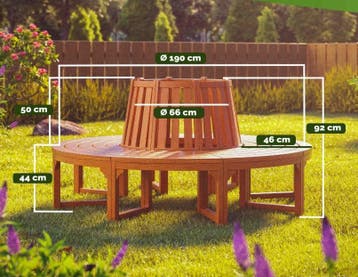 Boombank eucalyptushout FSC®-gecertificeerd Ø190cm, Verzenden, Nieuw