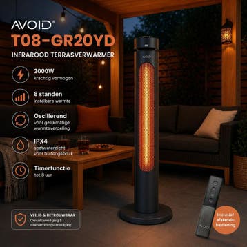 2000W Staande Infrarood Terrasverwarmer + Afstandsbediening, Ophalen of Verzenden, Nieuw, Elektrisch, Vloer