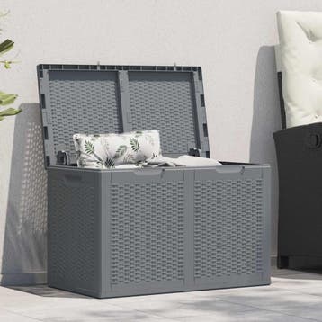 vidaXL Tuinbox 180 L PP rattan grijs, Verzenden, Nieuw
