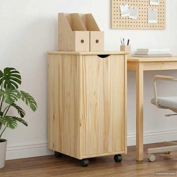vidaXL Rolling Kast met wiel Bruin 34 x 39 x 65,5 cm Massief, Verzenden, Nieuw