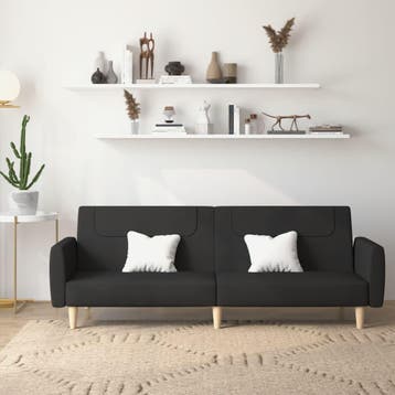 vidaXL Slaapbank 2-zits stof zwart, Verzenden, Minder dan 150 cm, Stof, Nieuw