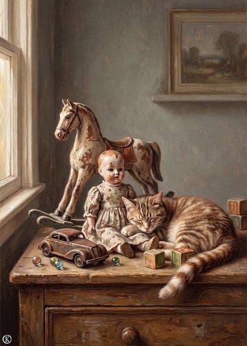 Kleury.art - [XL MATTE PAPER] The Afternoon Nap by the, Antiek en Kunst, Antiek | Speelgoed