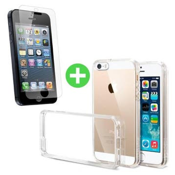 iPhone 5C Transparant TPU Hoesje + Screen Protector Tempered, Verzenden, Nieuw