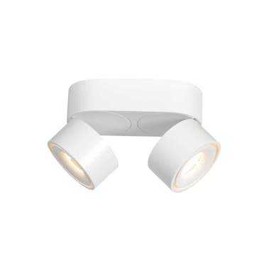 2dekans | Witte 2-lamps spot Fez 2674W dimbaar draaibaar en, Ophalen of Verzenden, Zo goed als nieuw