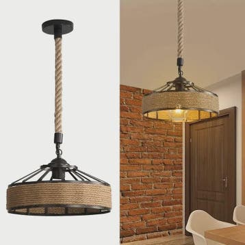 Industriële Touw Hanglamp - Retro Sfeer voor Eetkamer & Woon, Verzenden, Nieuw