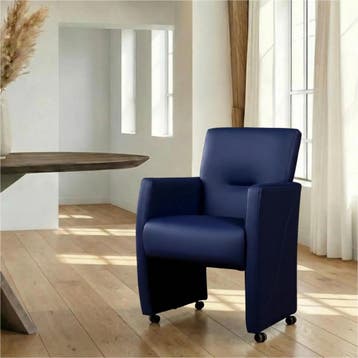 Leren eetkamerstoel Pleasure - Hermes Kobalt (blauw) -, Ophalen of Verzenden, Nieuw, Leer, Eigentijds, Modern