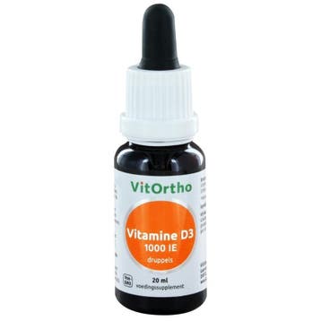Vitortho Vitamine D3 1000IE - 20ml druppels, Verzenden, Nieuw