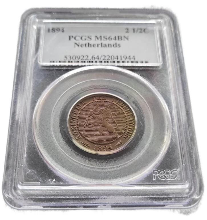 Koningin Wilhelmina 2 1/2 cent 1894 MS64 BN PCGS (pop 2/ 1), Postzegels en Munten, Munten | Nederland, Losse munt, Koningin Wilhelmina