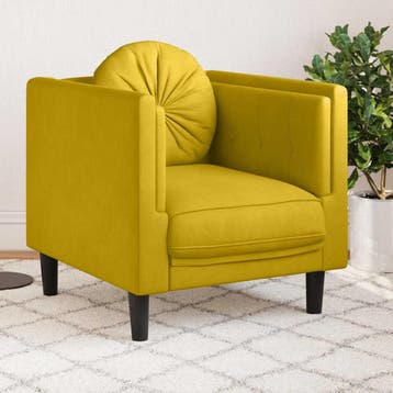 vidaXL Fauteuil met kussen fluweel geel, Verzenden, Nieuw, Eenpersoons, Stof