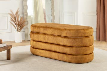 Extravagante gestoffeerde bank VOGUE 115 cm mosterdgeel, Ophalen of Verzenden, Nieuw