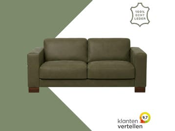 Leren bank Clear - 2,5 zits - Kenia Olive (olijf) - Poten, Bohemian, Eigentijds, Modern, Retro, Vintage, Nieuw, Ophalen of Verzenden